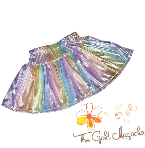 Holographic Rainbow Twirl Skirt