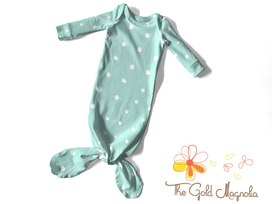 Mint Dot Baby Gown