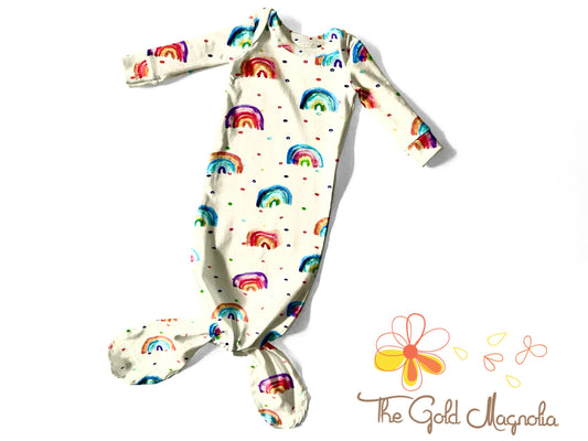 Rainbow Baby Gown with Dots