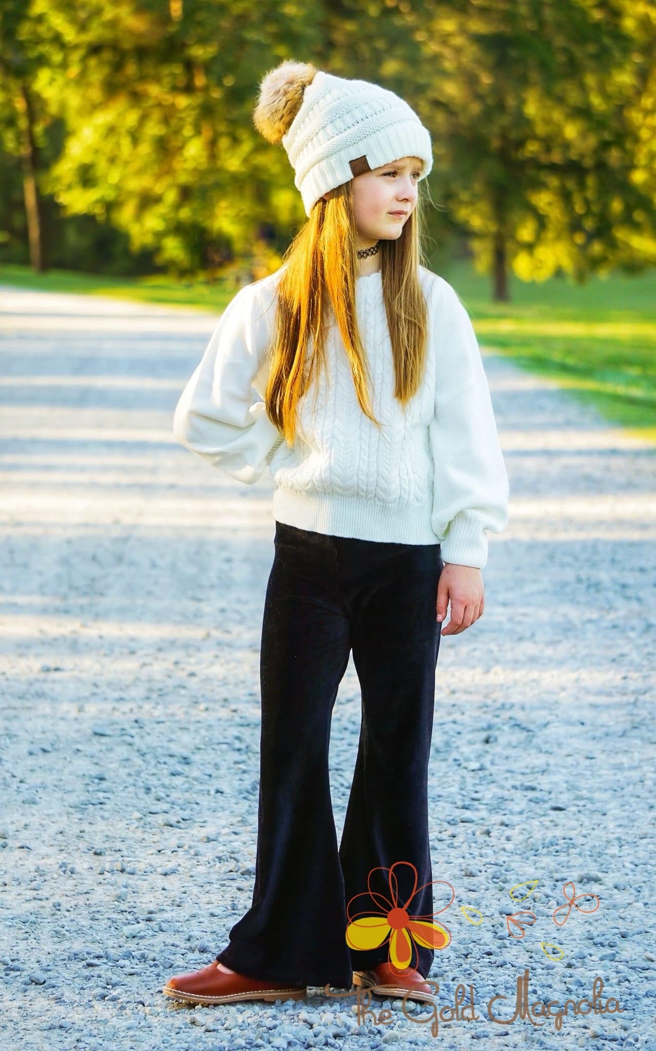 Black Stretch Corduroy Bell Bottoms